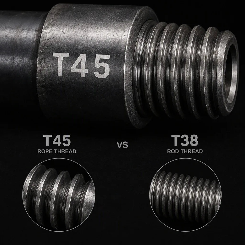 T45 drill rod thread detail used for coupling-overheating diagnosis