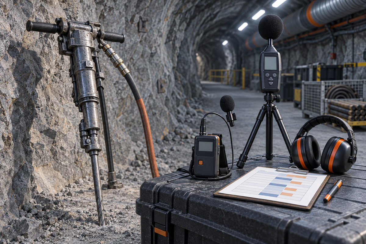 Pneumatic rock drill noise exposure assessment with dosimeter, sound level meter and shift task log