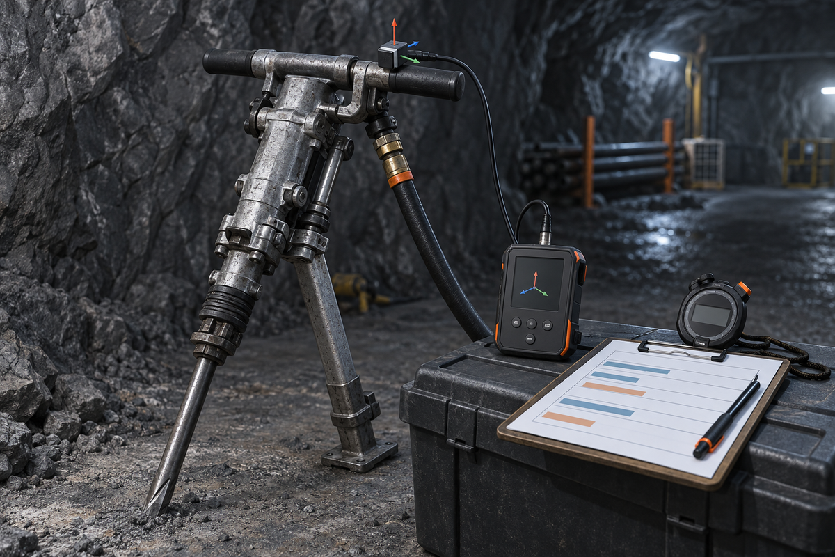 Pneumatic rock drill vibration exposure assessment with accelerometer and trigger-time tracking