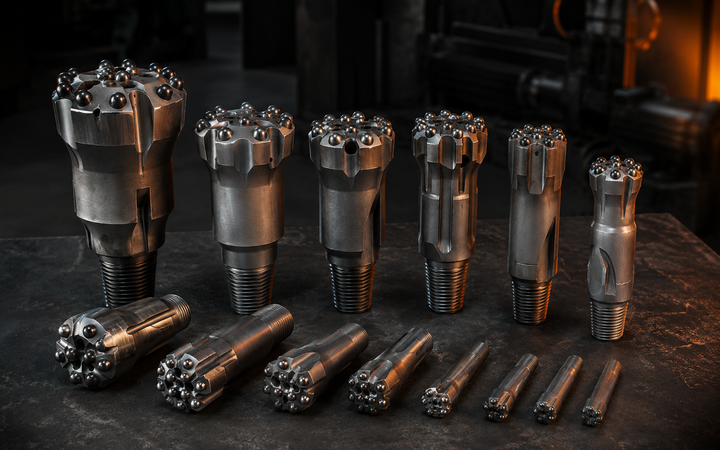 PerfoMax rock drill bits used to illustrate how rock hardness and abrasivity affect drilling performance and tool wear