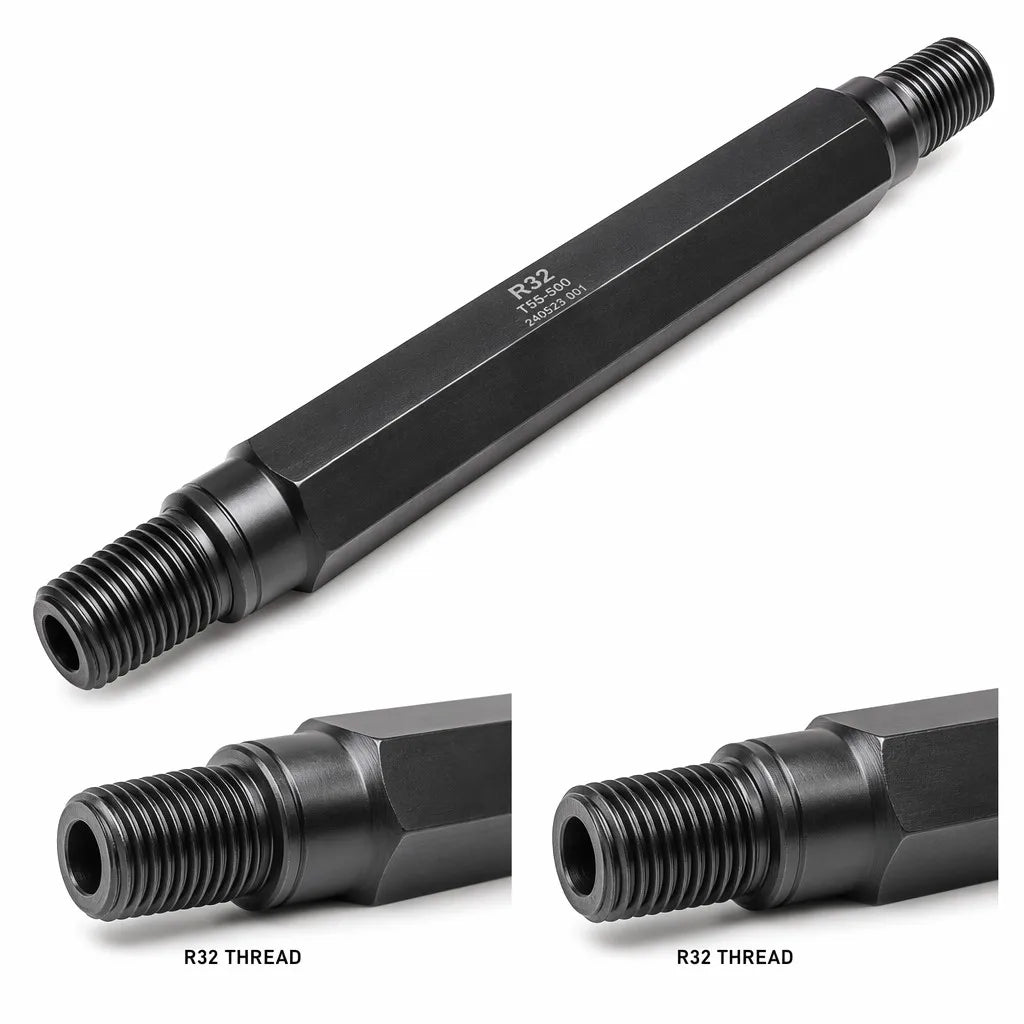 R32 threaded drill rods for male/male and male/female end-type selection