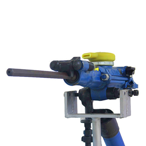 Pneumatic percussive rock drill representing impact, rotation, feed and flushing functions