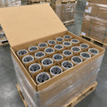 DTH drill bits sorted into divided export cartons with protective foam inserts on pallet