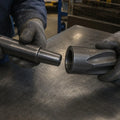 11-degree taper chisel bit aligned with a matching H22 tapered drill rod