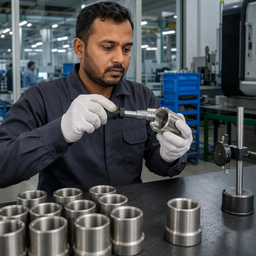 R32 coupling quality inspection thread gauge measurement workshop