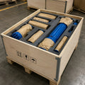 DTH hammers prepared for export in reinforced plywood crate with foam inserts and VCI wrapping