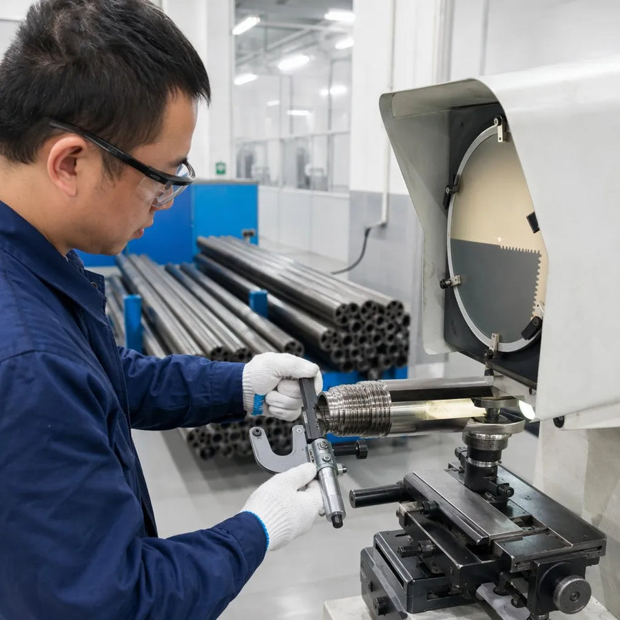 T38 drill rod quality inspection thread gauge measurement workshop