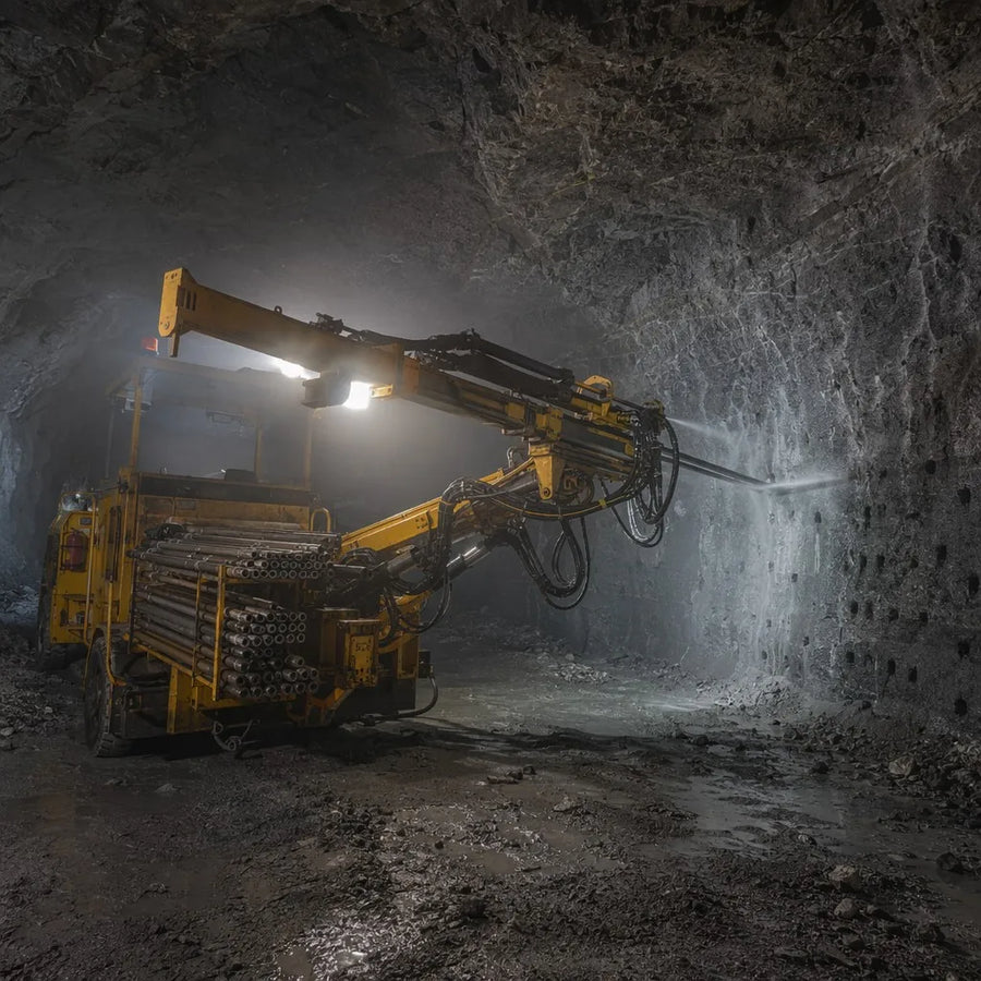T38 drill rod in underground mining tunnel top hammer rig drilling blast holes