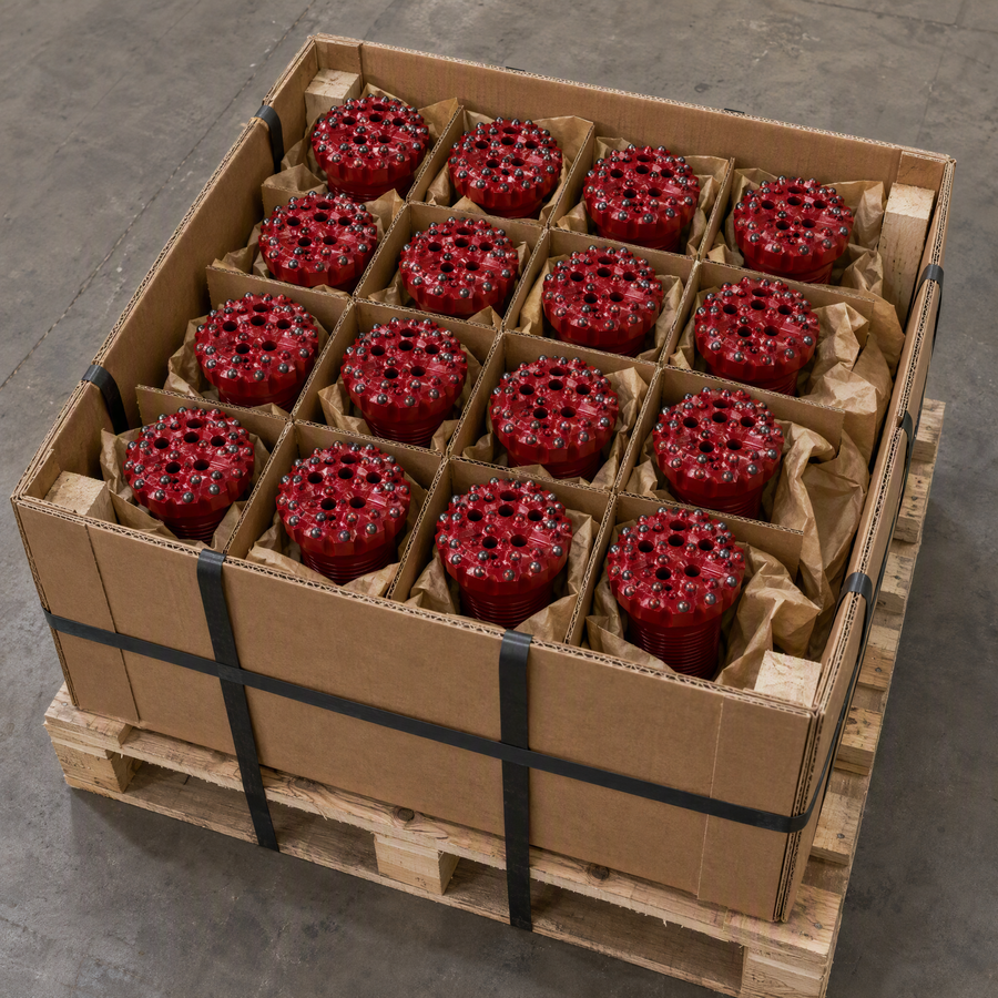 GT60 Threaded Button Bit packed for shipment
