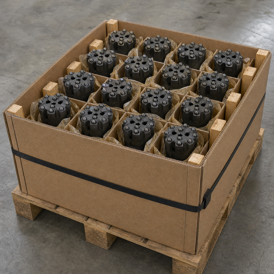 T38 Threaded Button Bit packed for shipment