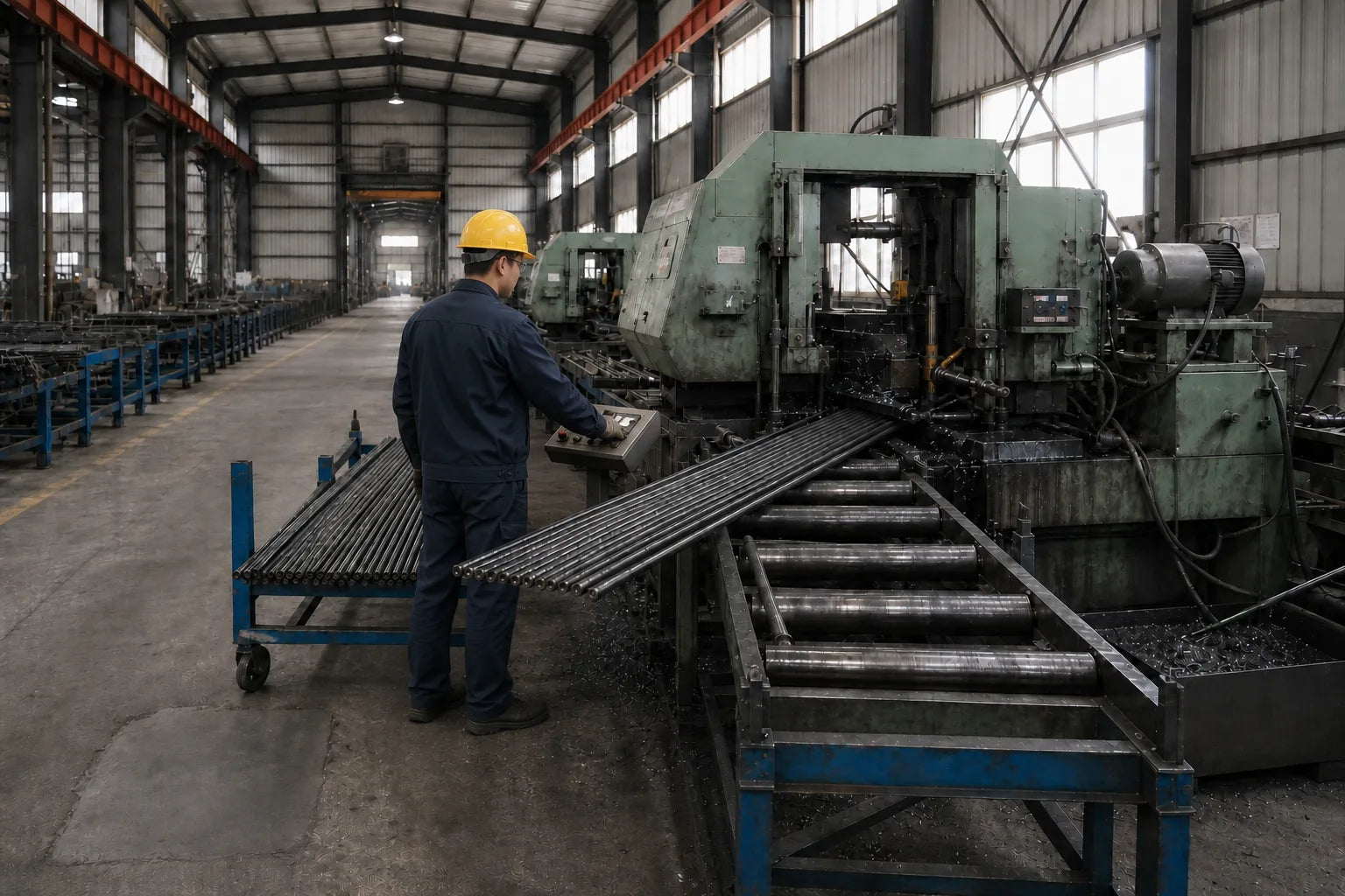 Preparation of long stock for a drilling-product route