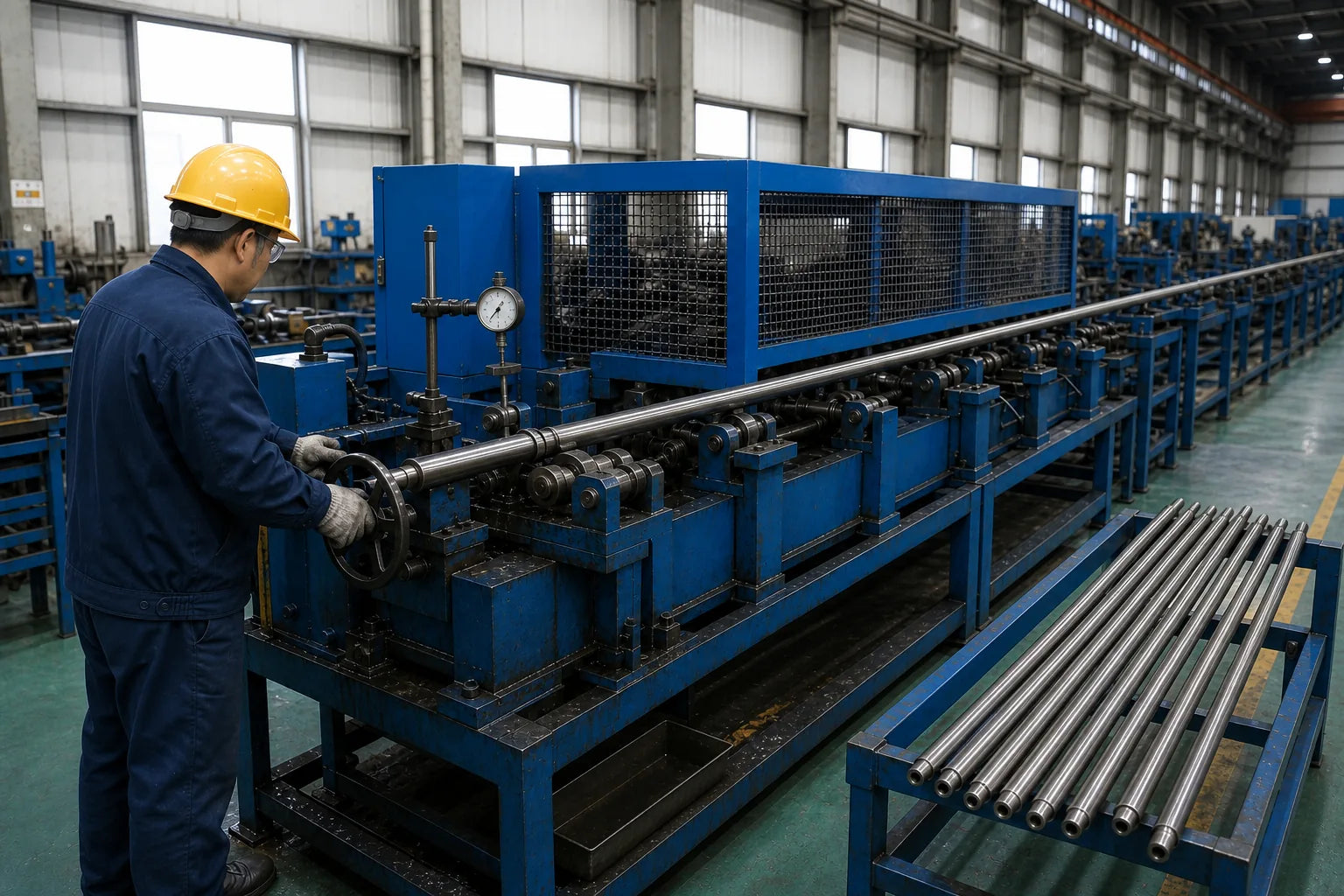 Straightness review of a drilling rod or pipe